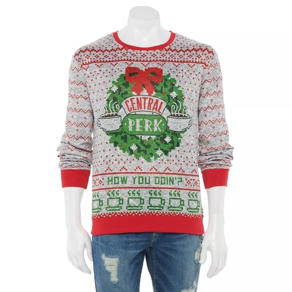 Friends Christmas Central Perk How You Doin? Joey Ugly Christmas Sweater size L - Picture 1 of 16